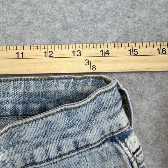 STS Blue Denim Cut-Off Shorts Junior WMNS 9 Light Acid Wash Frayed Hem Stretch - Picture 7 of 10